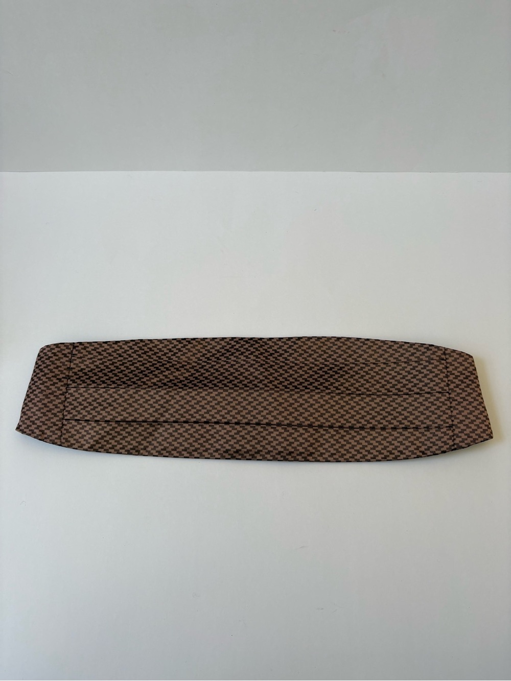 VNTG Valentino Cravatte Silk Jacquard Pattern Cummerbund Brown Tuxedo Formal